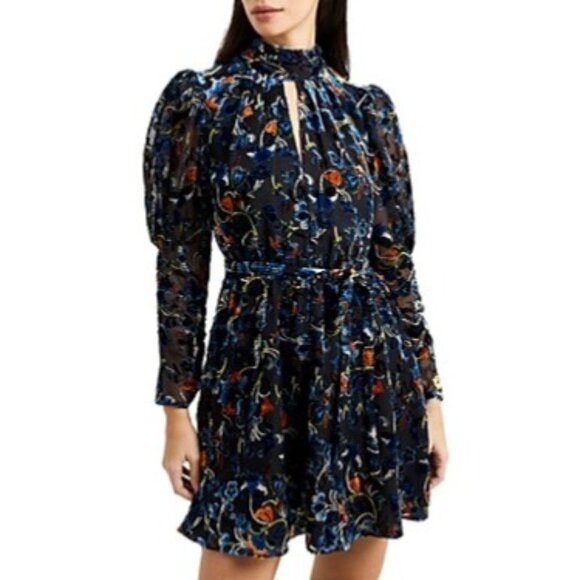 French Connection Avery Burnout Velvet Mini Dress Size 0 - New with Tags - Picture 1 of 9